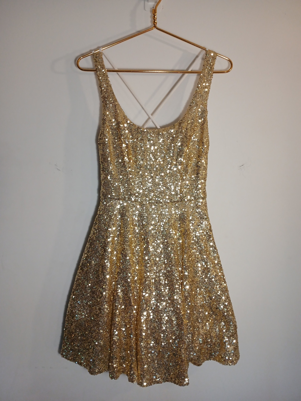 B Darlin Gold Sequin Fit-and-Flare Mini Dress - Picture 4 of 13
